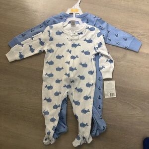 Blue and White Whale Print Kids One Piece